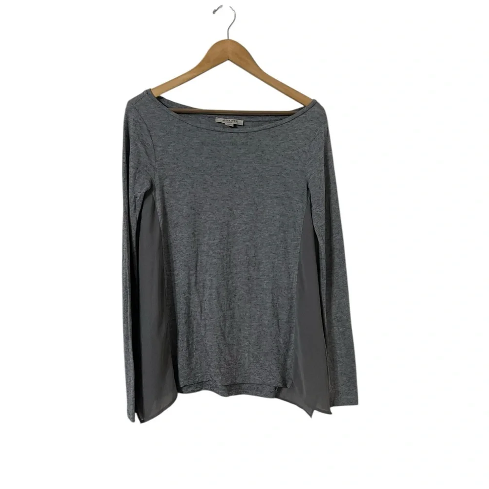 ALL SAINTS Musson Gray Long Sleeve Top Shirt